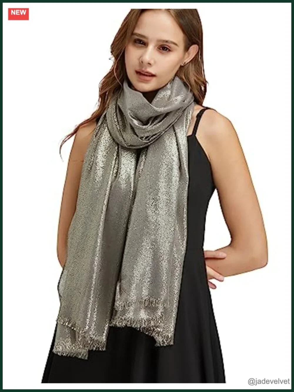Shimmer Metallic Fringed Shawl Lightweight Evening Wraps for Wedding Party